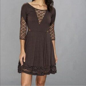 Free People "To the Point " Gray Mini Dress M